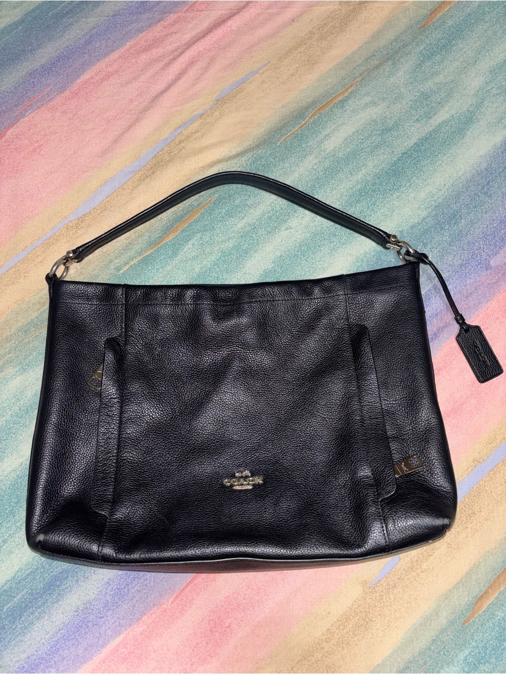 Coach Black Pebbled Leather Shoulder Bag